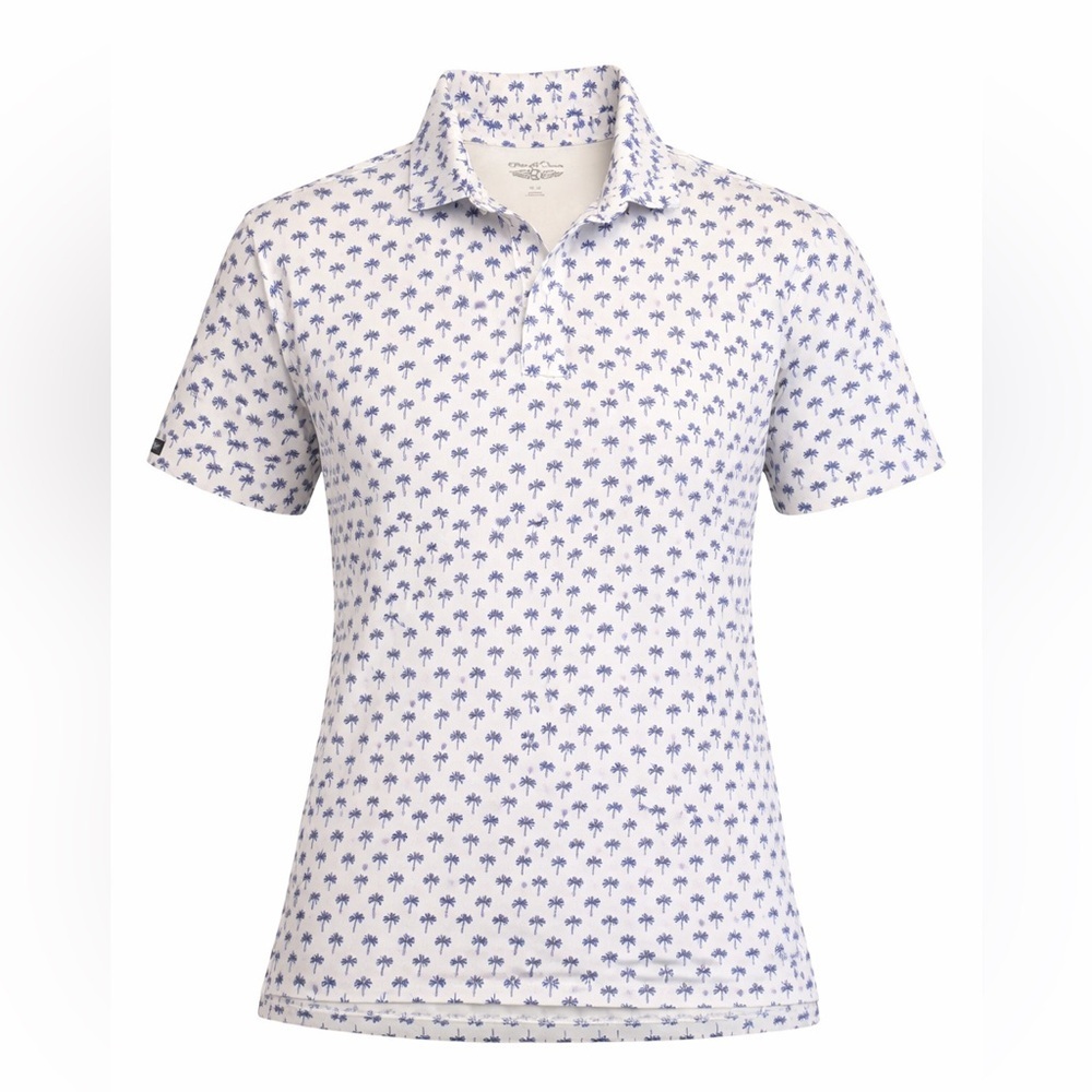 Straight Down Performance Golf Polo Men’s Medium Palm Tree All Over Print HI